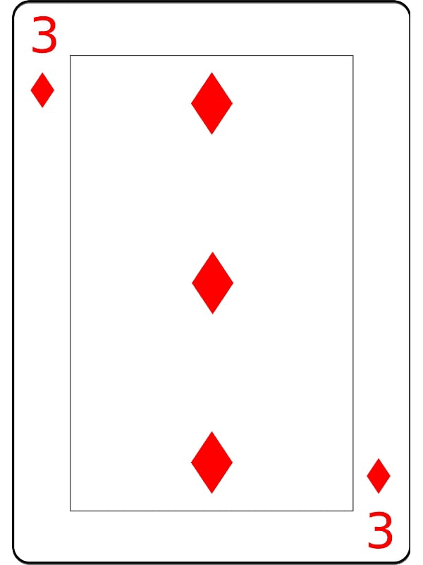 Three of Diamonds Playing Cards Clipart