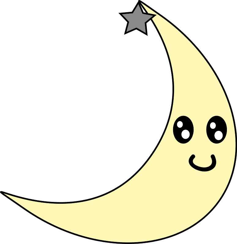 Cute Crescent Moon Clipart Transparent