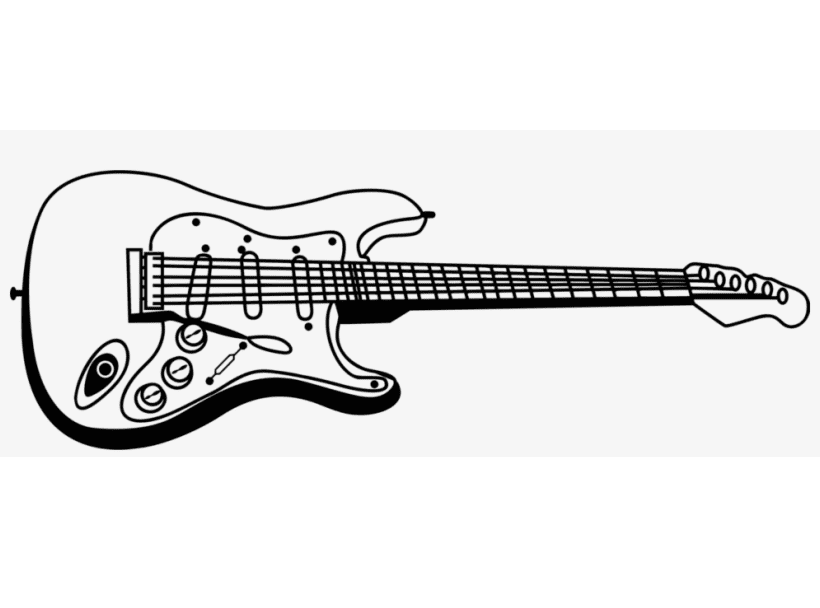 Electric Guitar Clipart Black and White