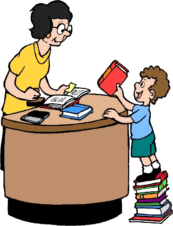 Boy and Librarian Clipart