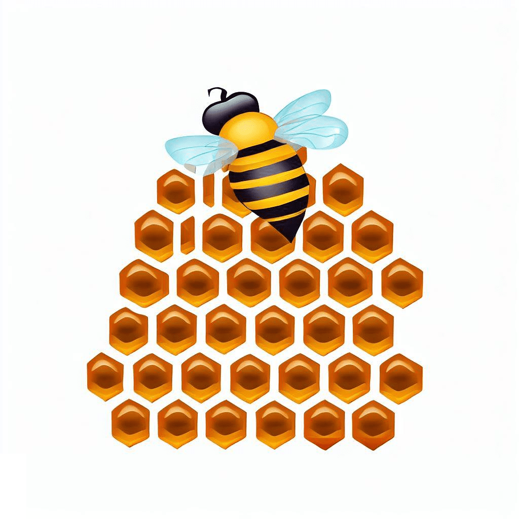 Clipart Bee on Honeycomb