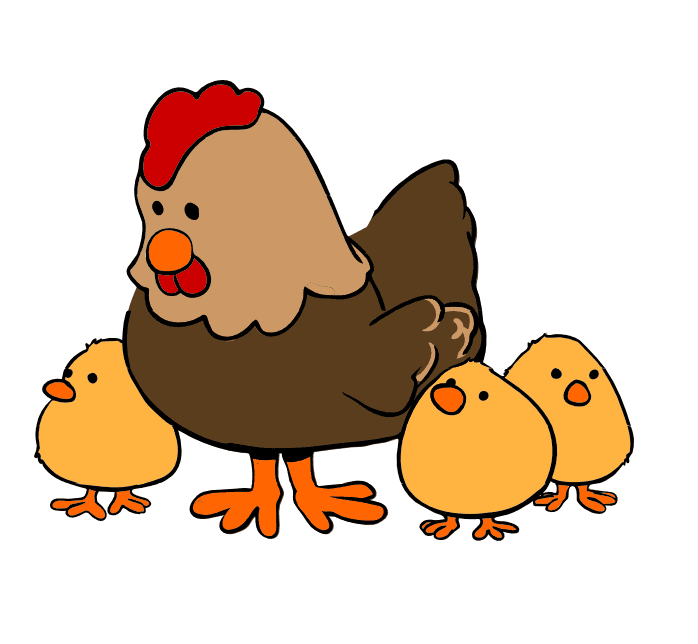 Hen and Chicks Clipart