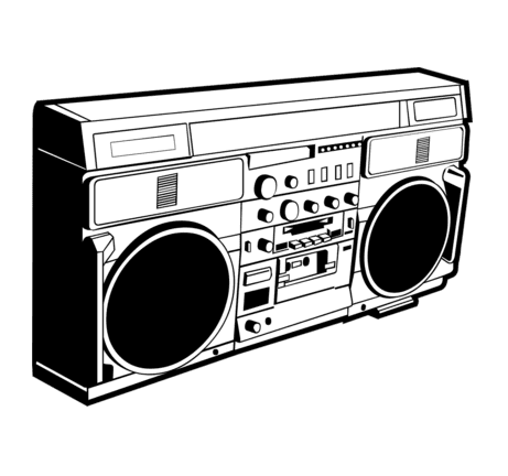 Boombox Black and White Clipart
