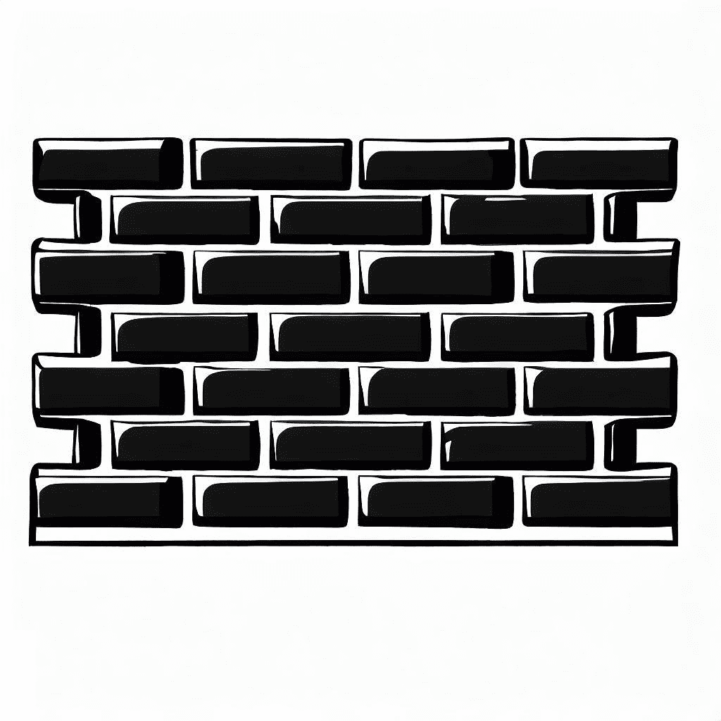 Brick Wall Black and White Clipart