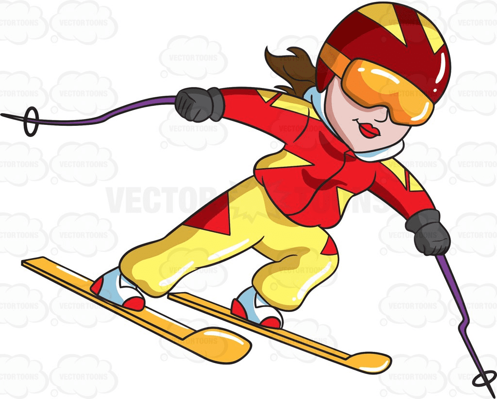 Girl Skiing Clipart