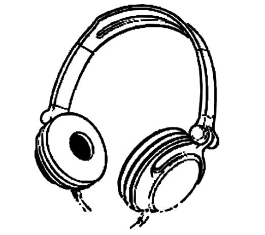 Headphones Clipart Black and White