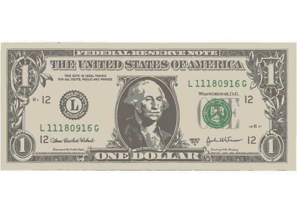 One Dollar Bill Clipart Image