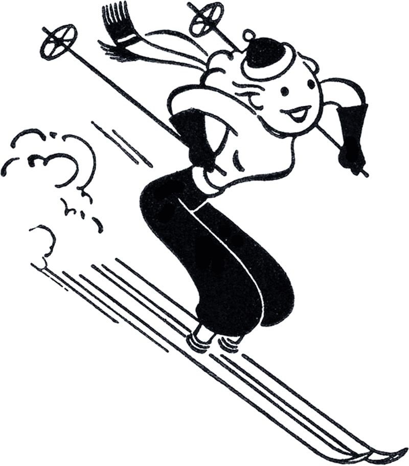 Skiing Black and White Clipart