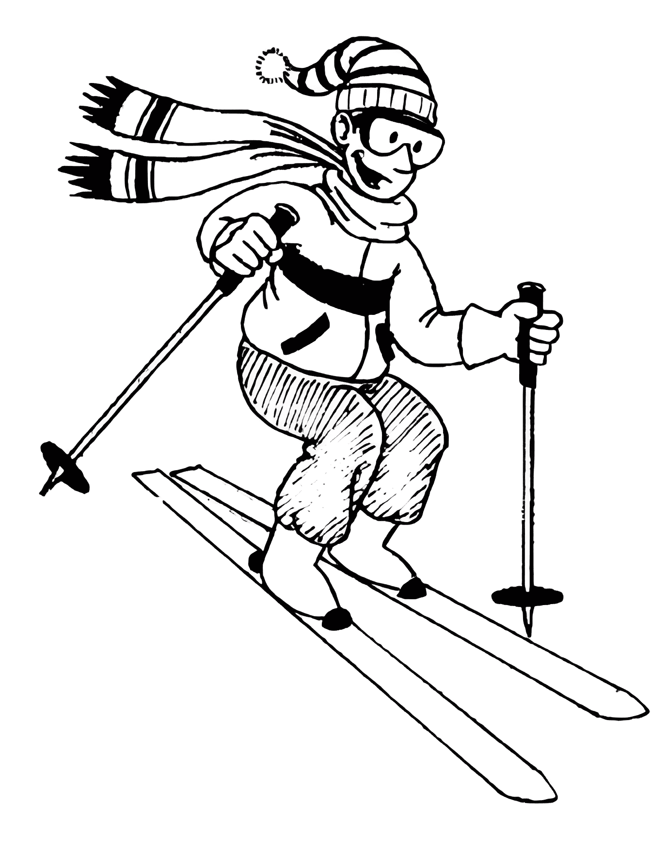 Skiing Clipart Black and White