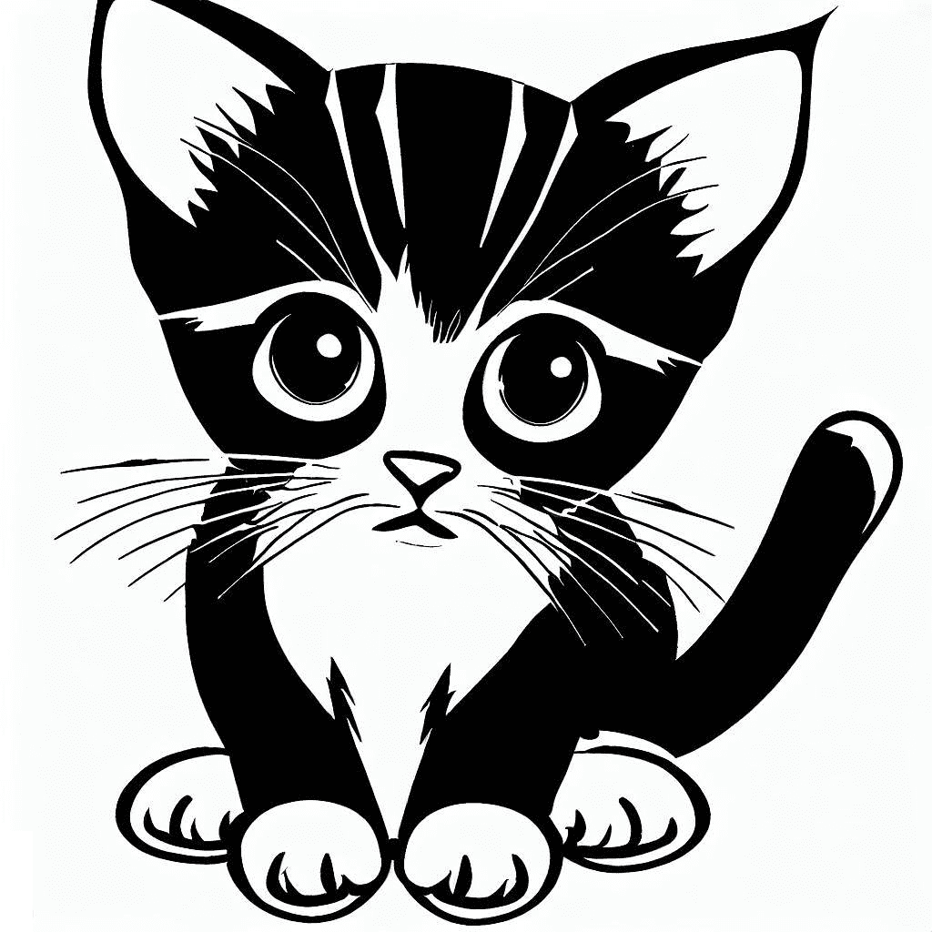 Free Kitten Clipart Black and White