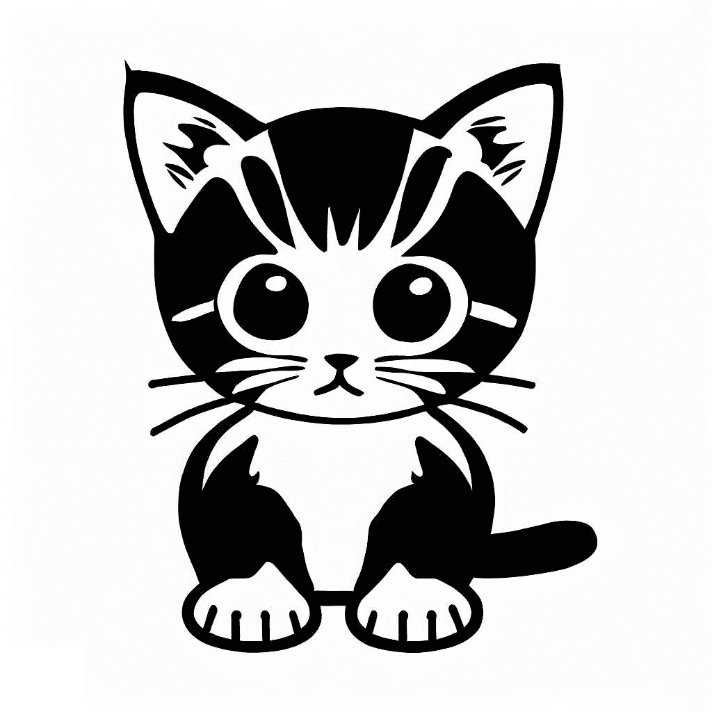 Kitten Black and White Clip Art