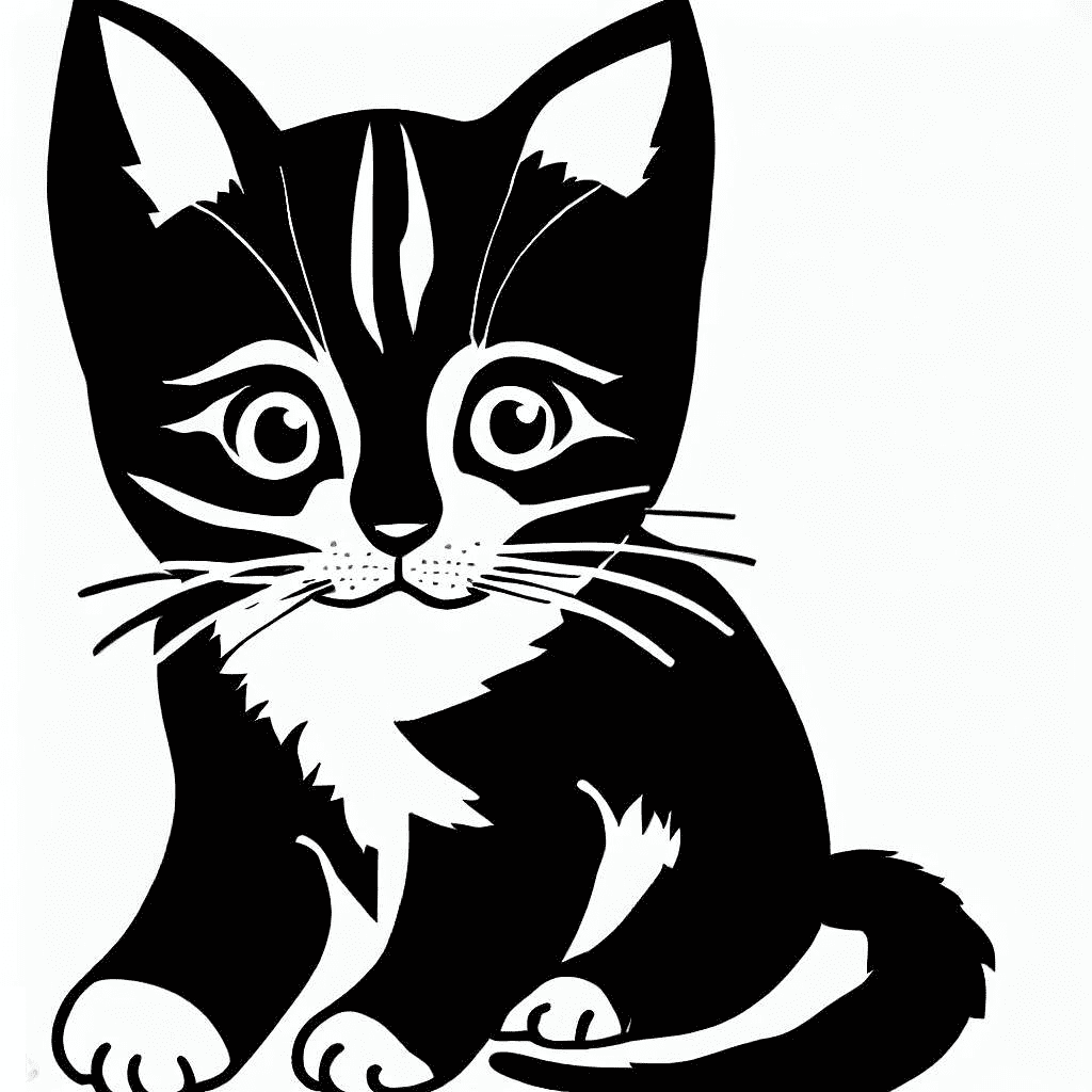 Kitten Black and White Png Clipart