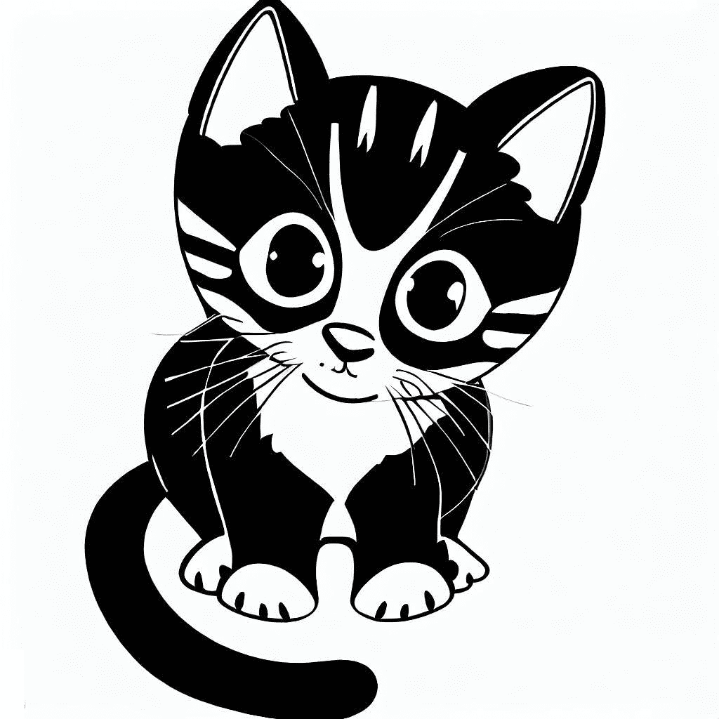 Kitten Clip Art Black and White