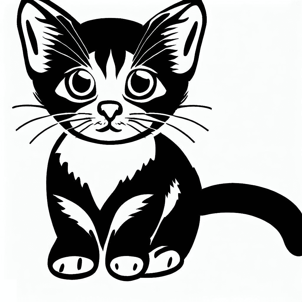Kitten Clipart Black and White Png