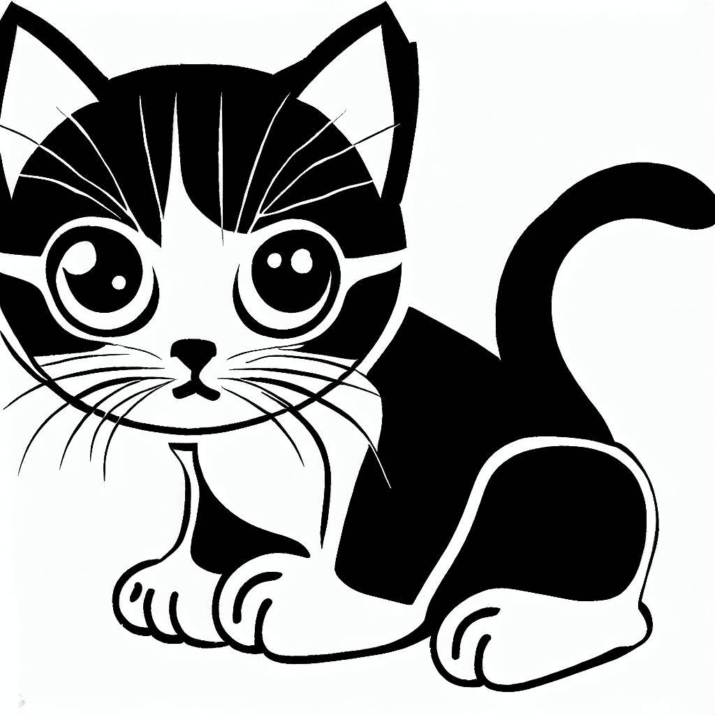 Kitten Clipart Black and White