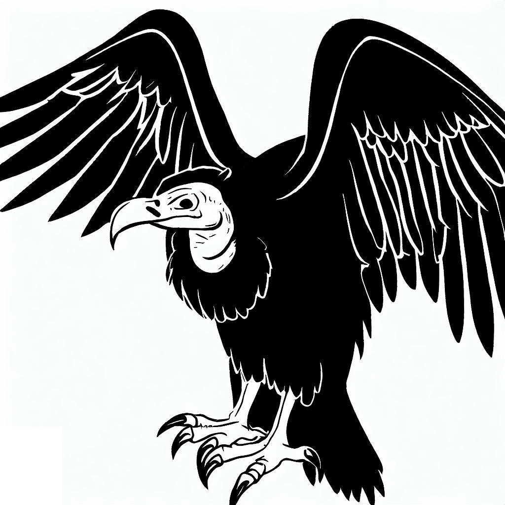 Vulture Black and White Clipart