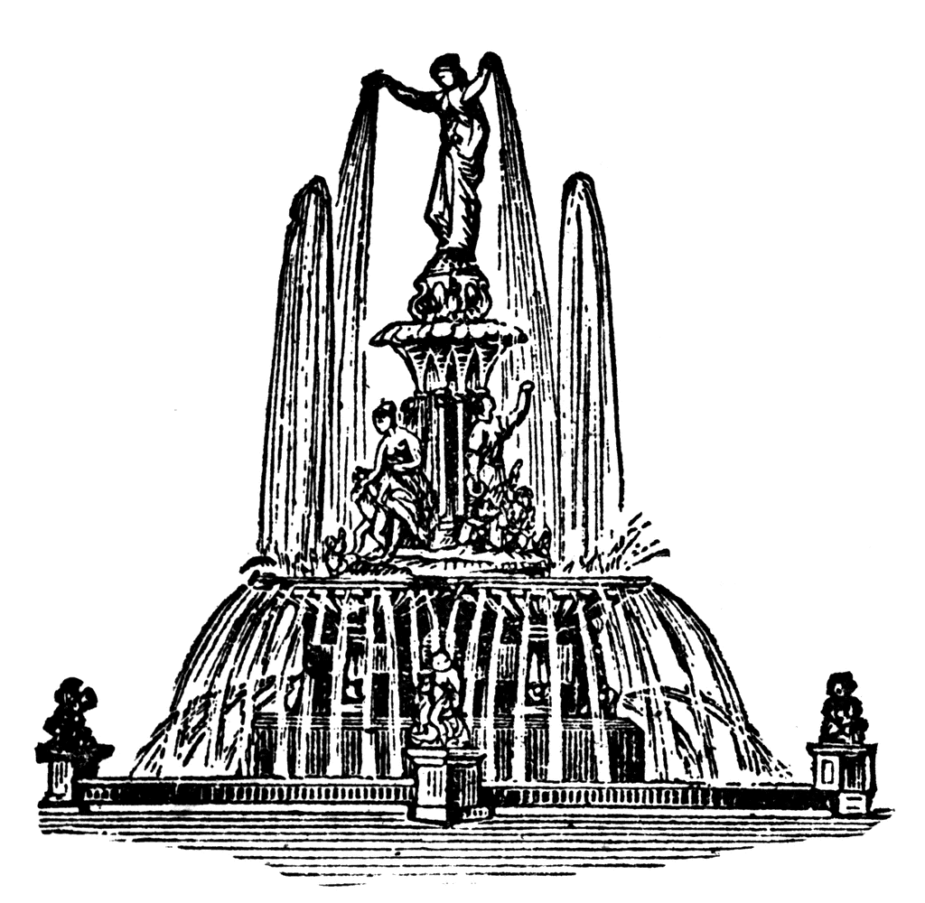 Fountain Black and White Clipart