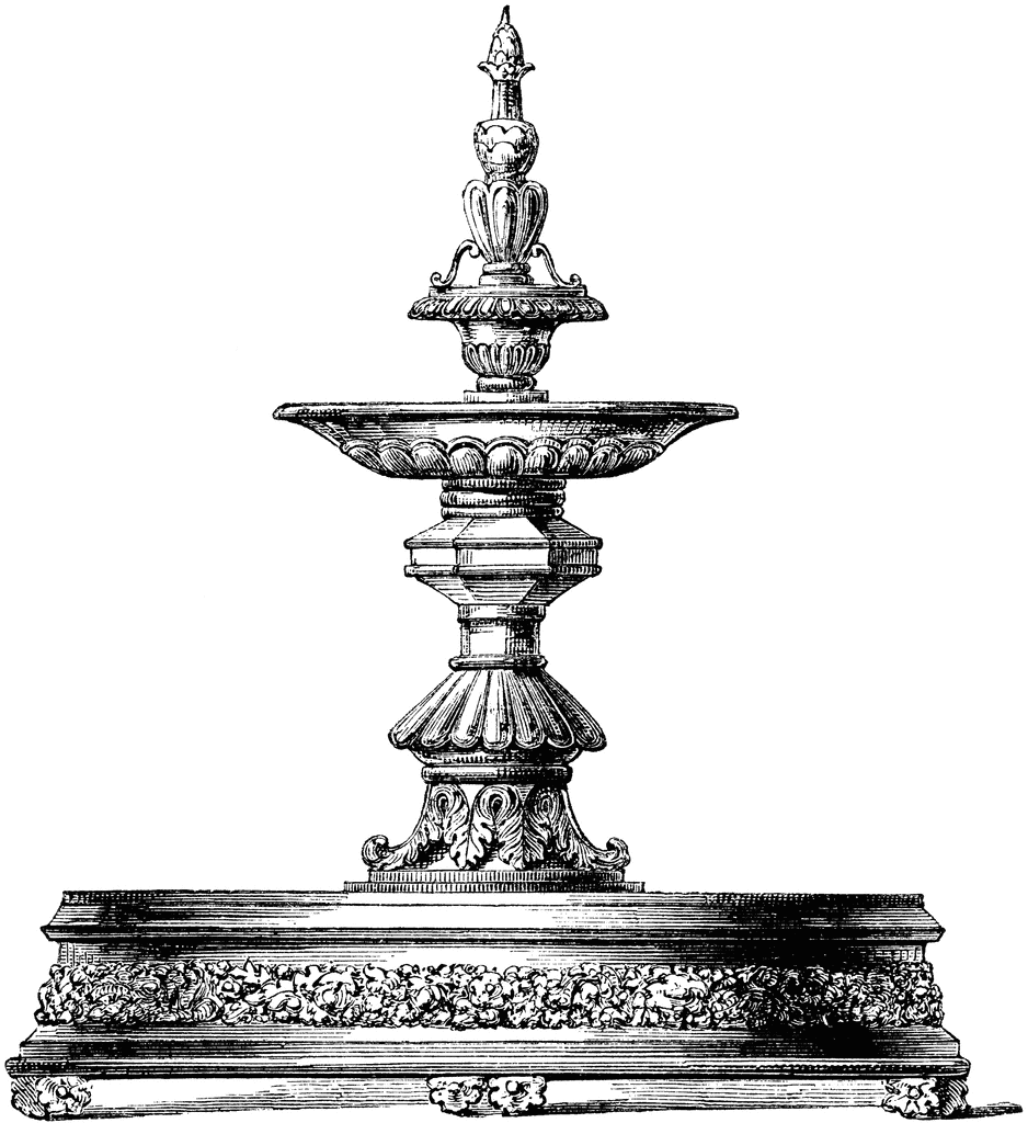 Fountain Clipart Black and White