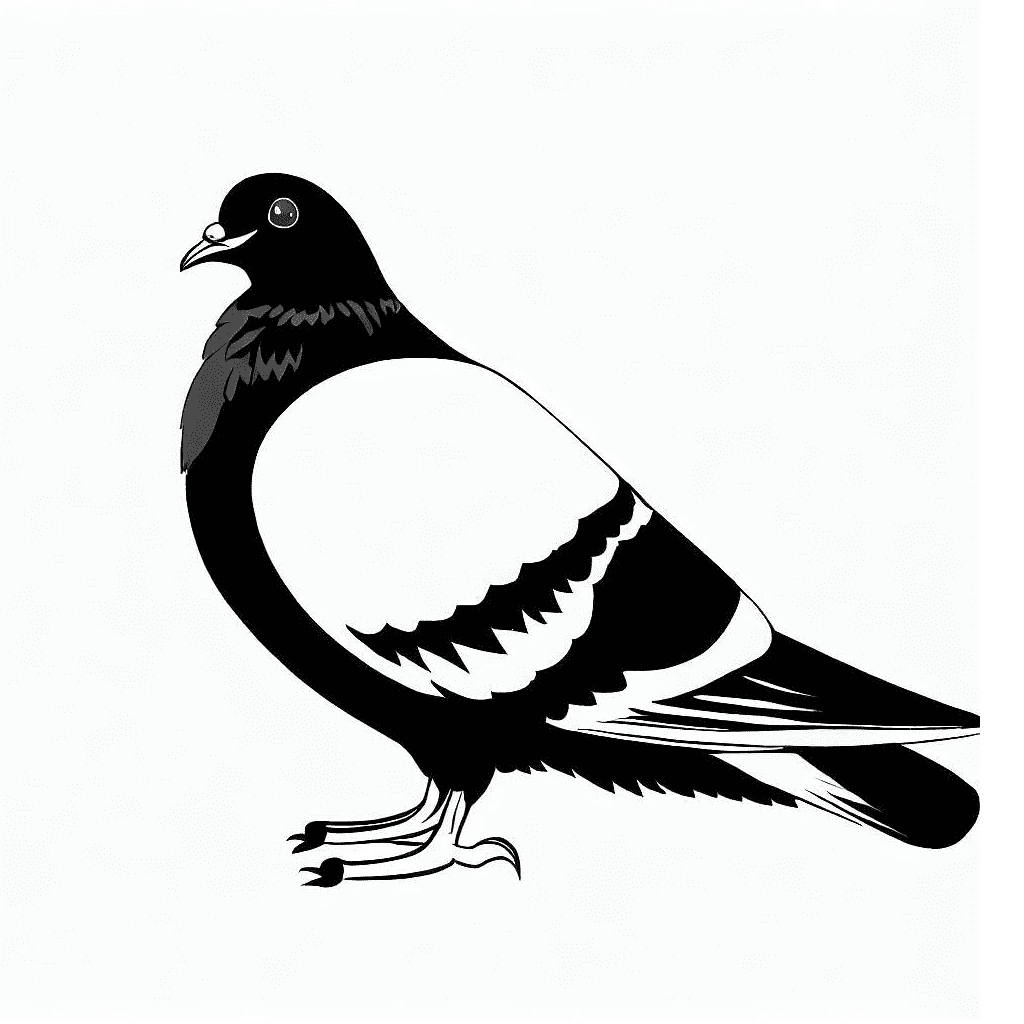 Pigeon Black and White Clipart