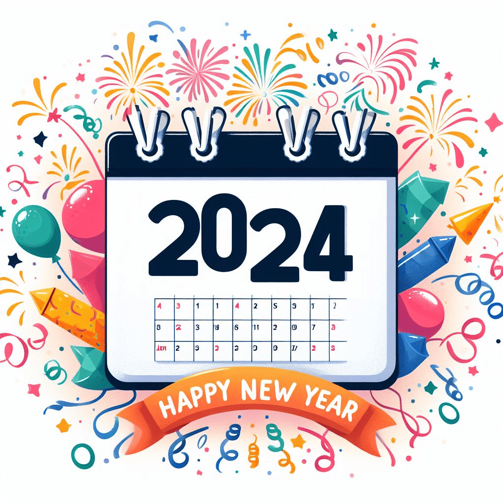 Happy New Year 2024 Calendar Clipart
