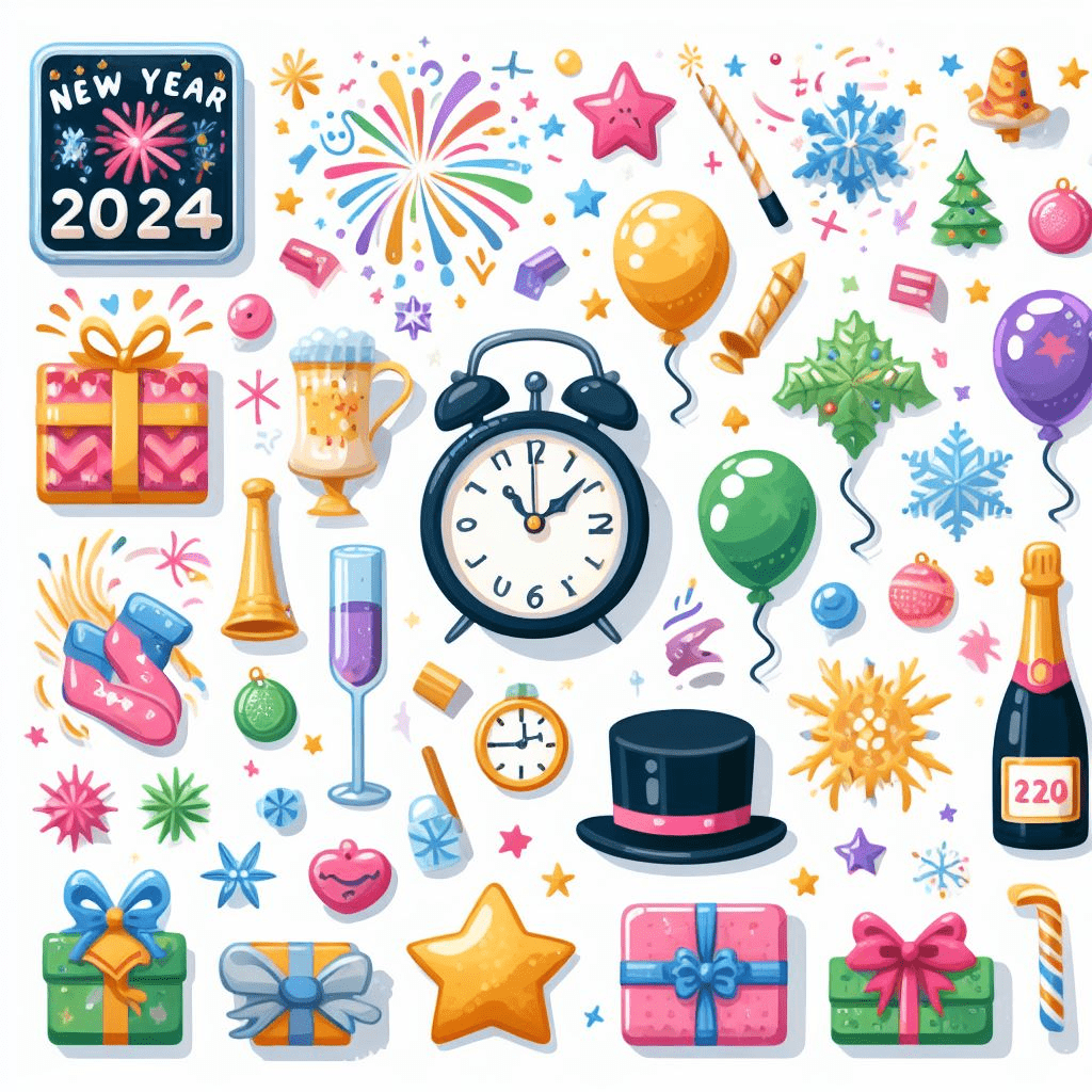 Happy New Year 2024 Clipart Png Download