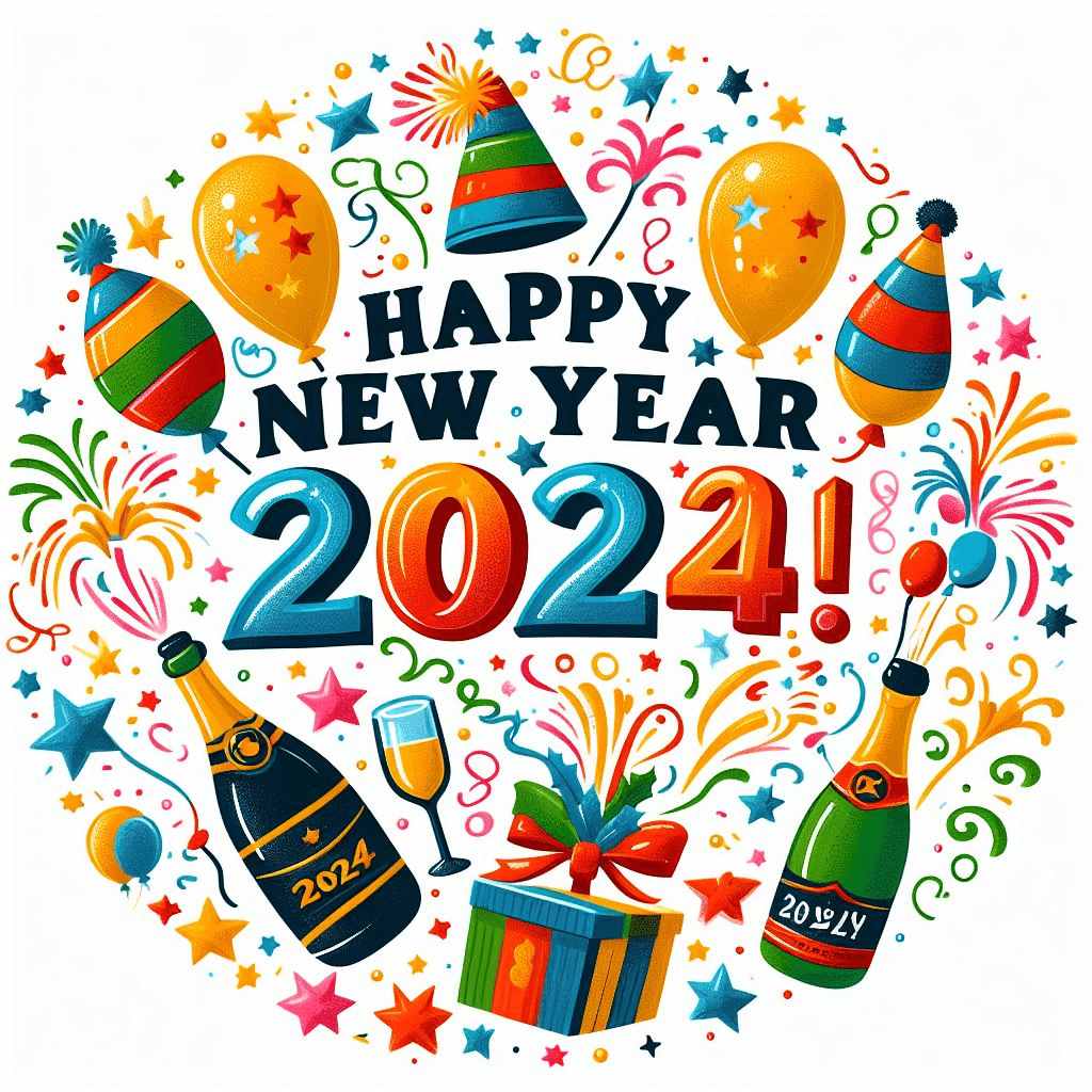 Happy New Year 2024 Clipart Png Image