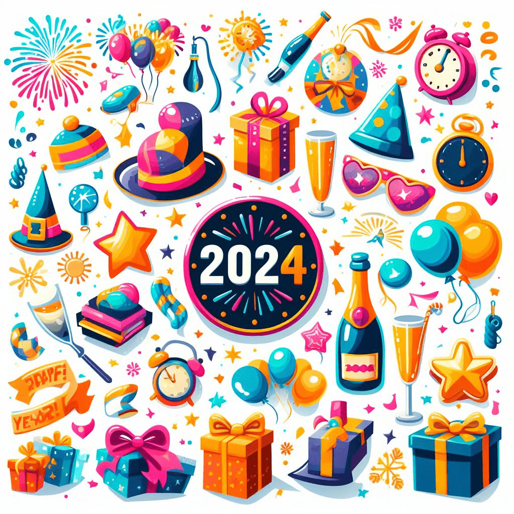 Happy New Year 2024 Clipart Png Picture