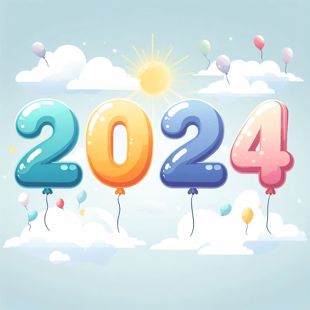 New Year 2024 Balloons Clipart