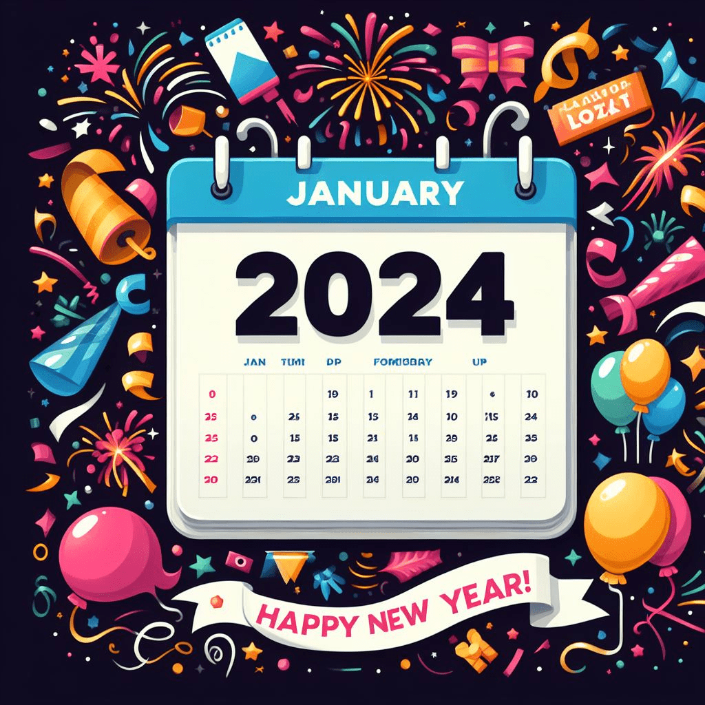 New Year 2024 Calendar Clipart