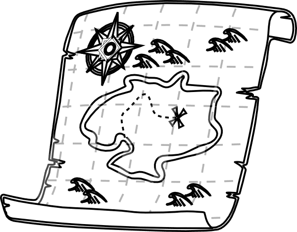 Treasure Map Clipart Black and White