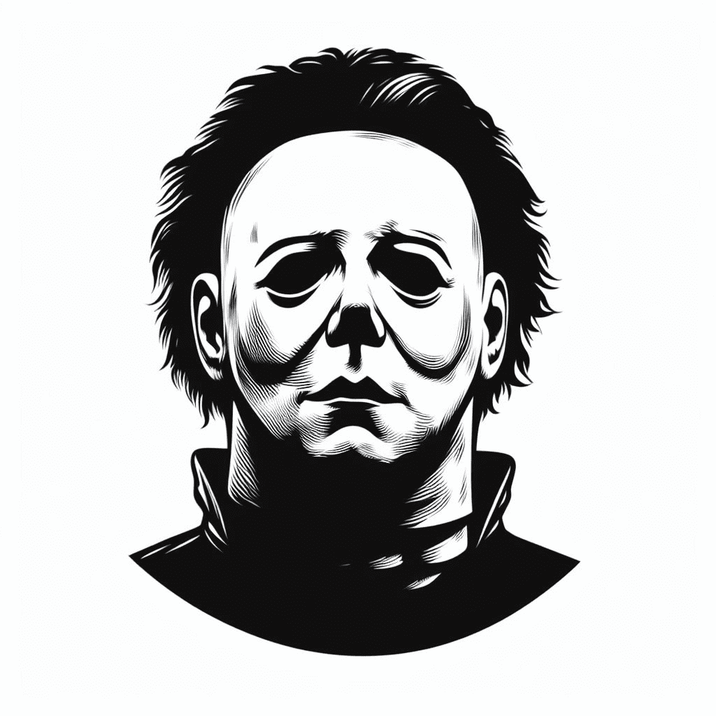 Michael Myers Black and White Clipart