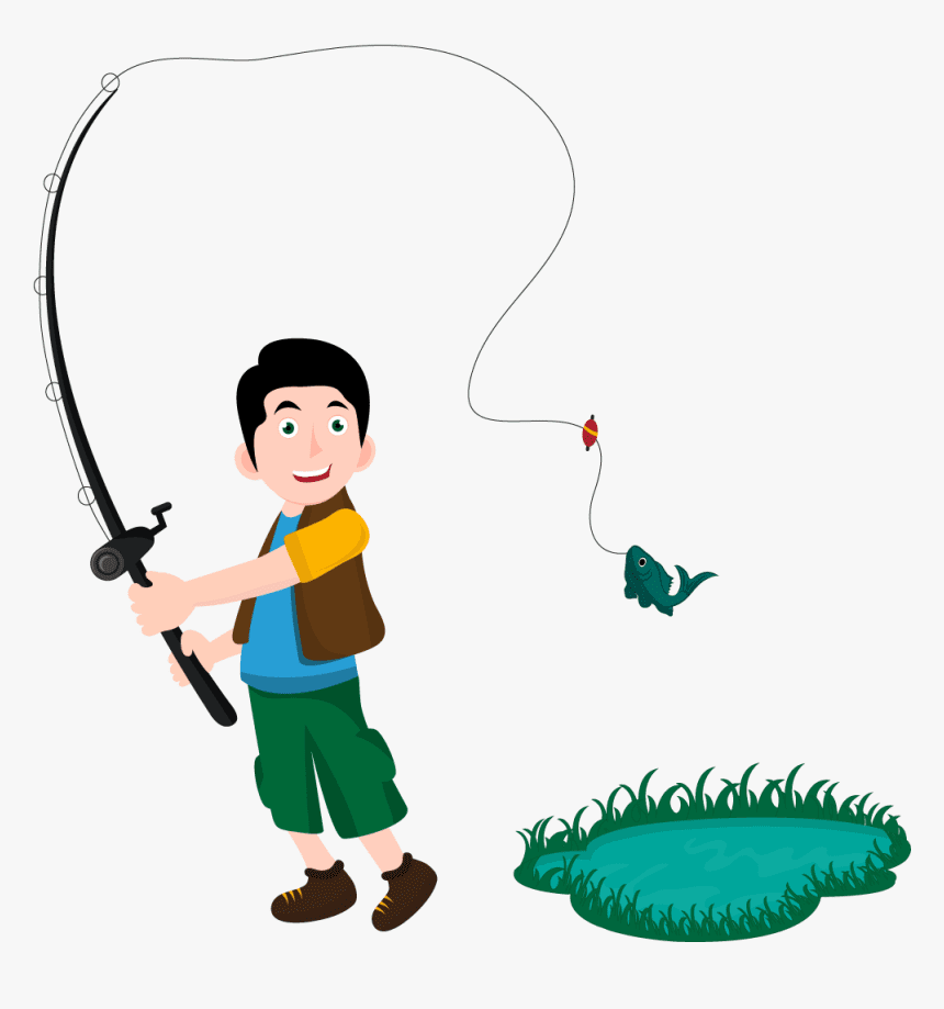 Cartoon Man Fishing Clipart