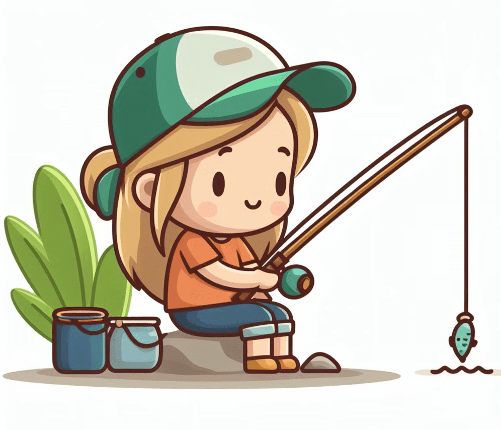 Cute Girl Fishing Clipart