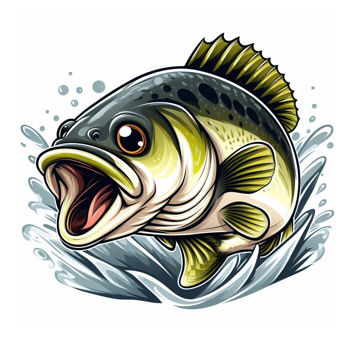Jumping Bass Fish Clipart