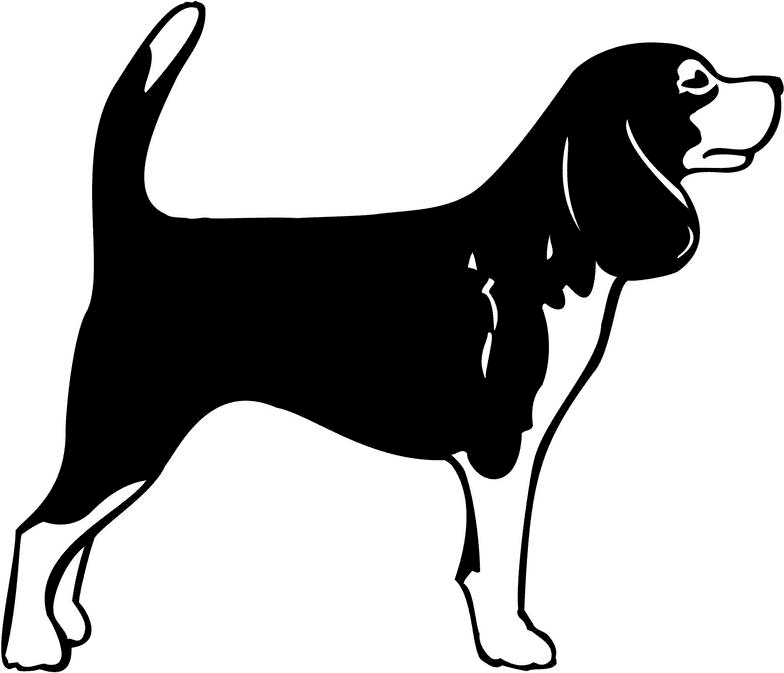 Beagle Black and White Clipart