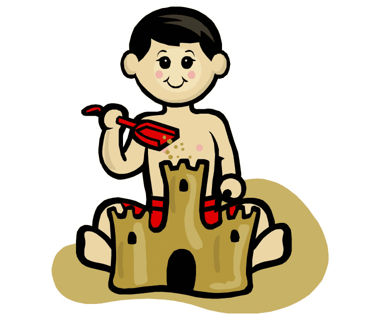 Boy and Sandcastle Clipart