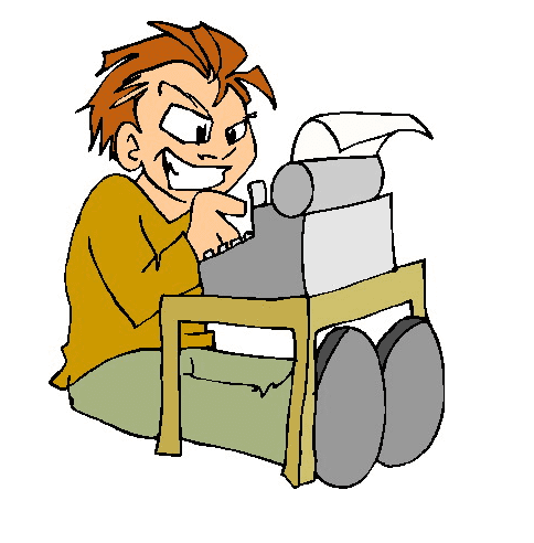 Boy and Typewriter Clipart