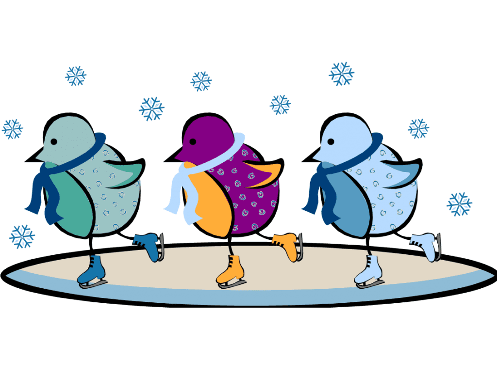 Ice Skating Birds Clipart