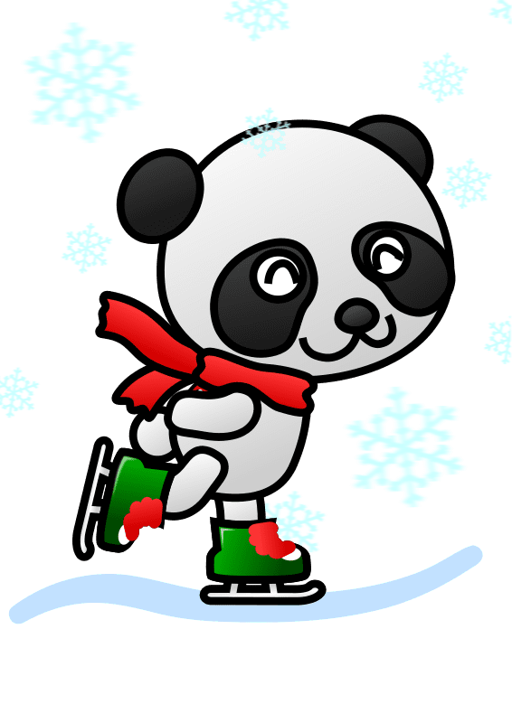 Ice Skating Panda Clipart