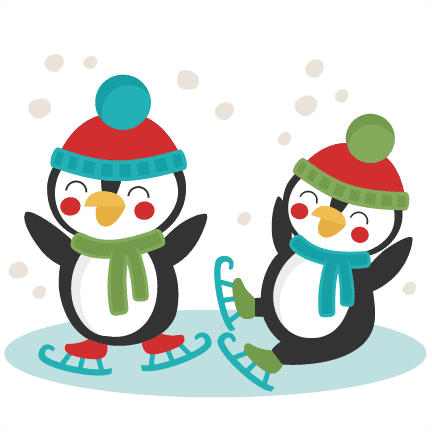 Ice Skating Penguins Clipart