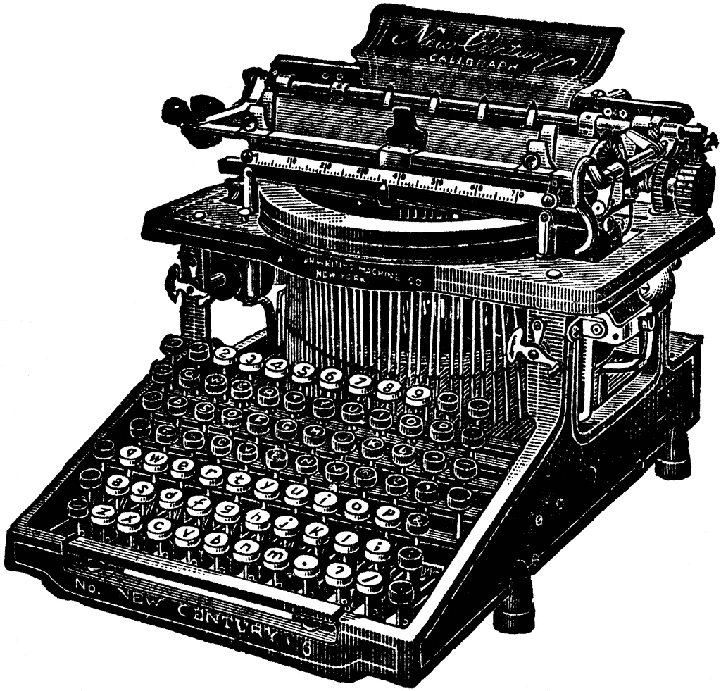 Old Typewriter Clipart Black and White