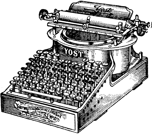 Typewriter Black and White Clipart Png