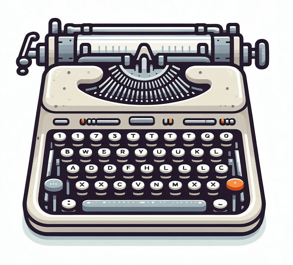 Typewriter Clipart on White Background