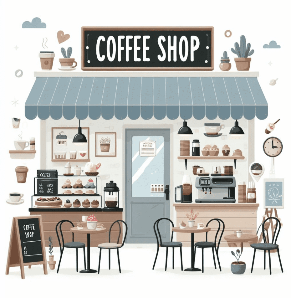 Blue Coffee Shop Clipart