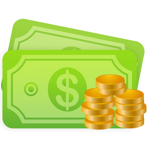 Free Cash Clipart - Green Dollar Bills and Gold Coins Illustration