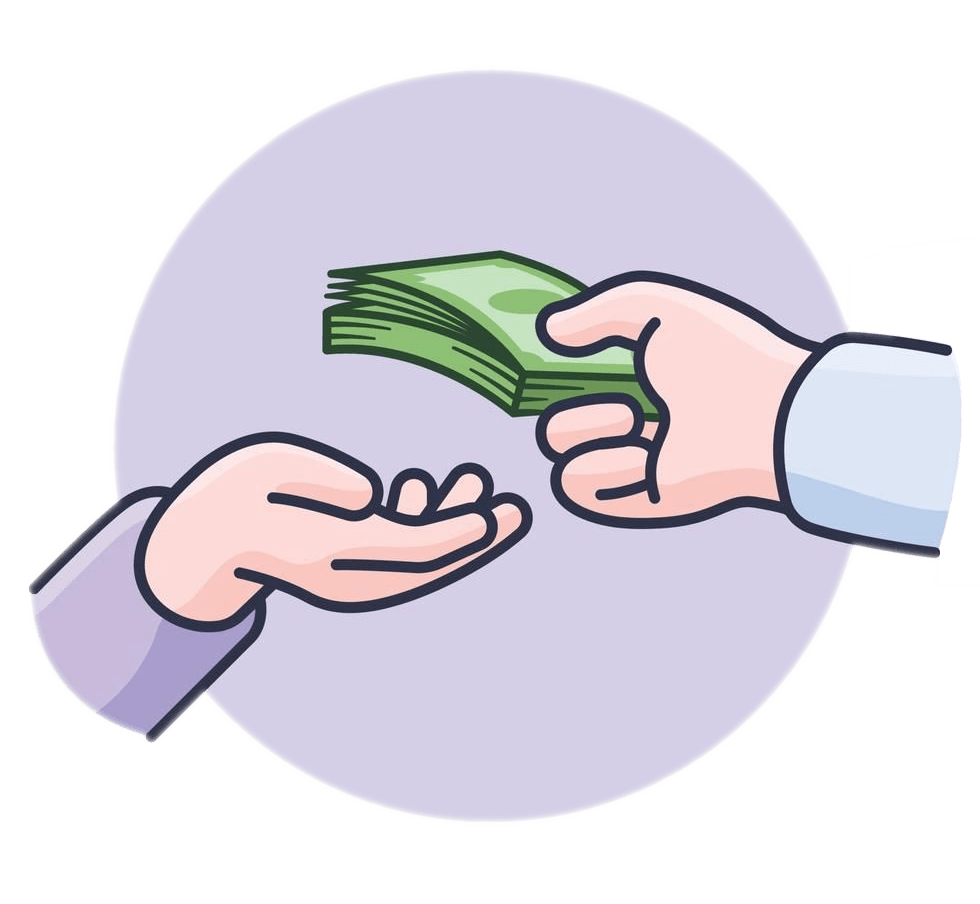 Hands Exchanging Money Illustration
